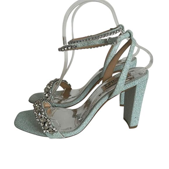 Badgley Mischka Tasmine Tall Evening  Heeled Sandal In Soft Blue Size 6 - Picture 2 of 13